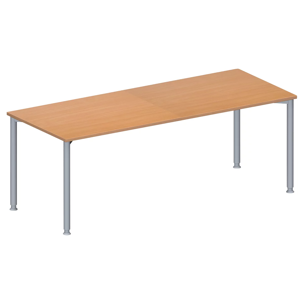 Schäfer Shop Genius Table de réunion MODENA FLEX, hauteur ajustable, en forme de rectangle, 4 pieds avec tubes ronds, l. 2000 x P 800 mm, coloris hêtre 