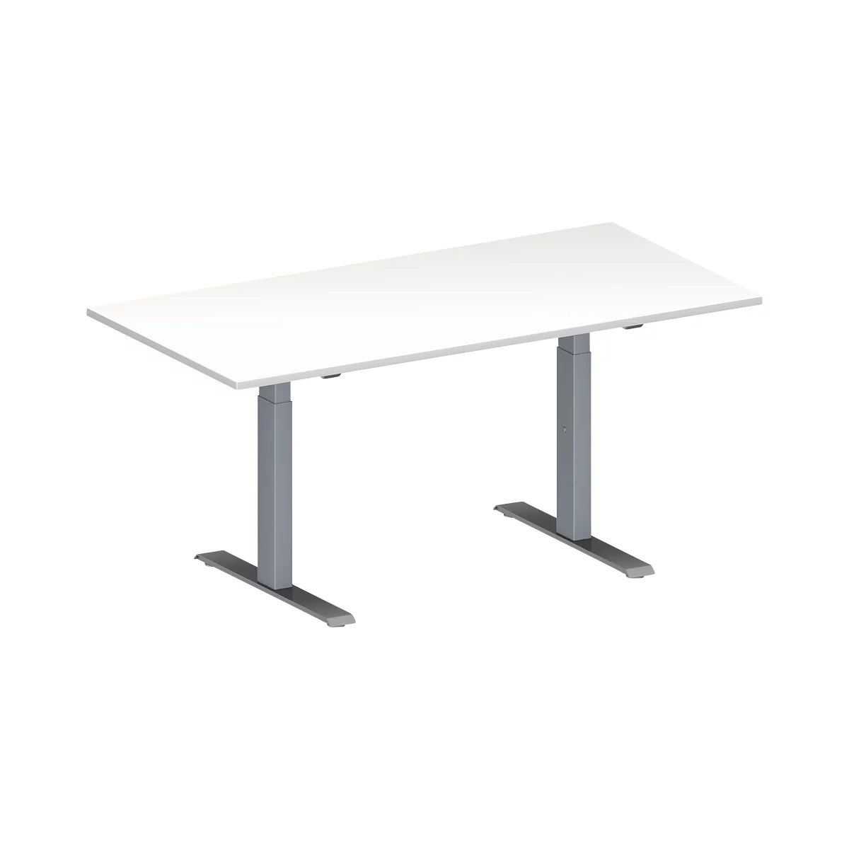 Schäfer Shop Genius Table de réunion MODENA FLEX, hauteur ajustable, en forme de rectangle, pied en T avec tubes rectangulaires, l. 1600 x P 800 mm, blanc 