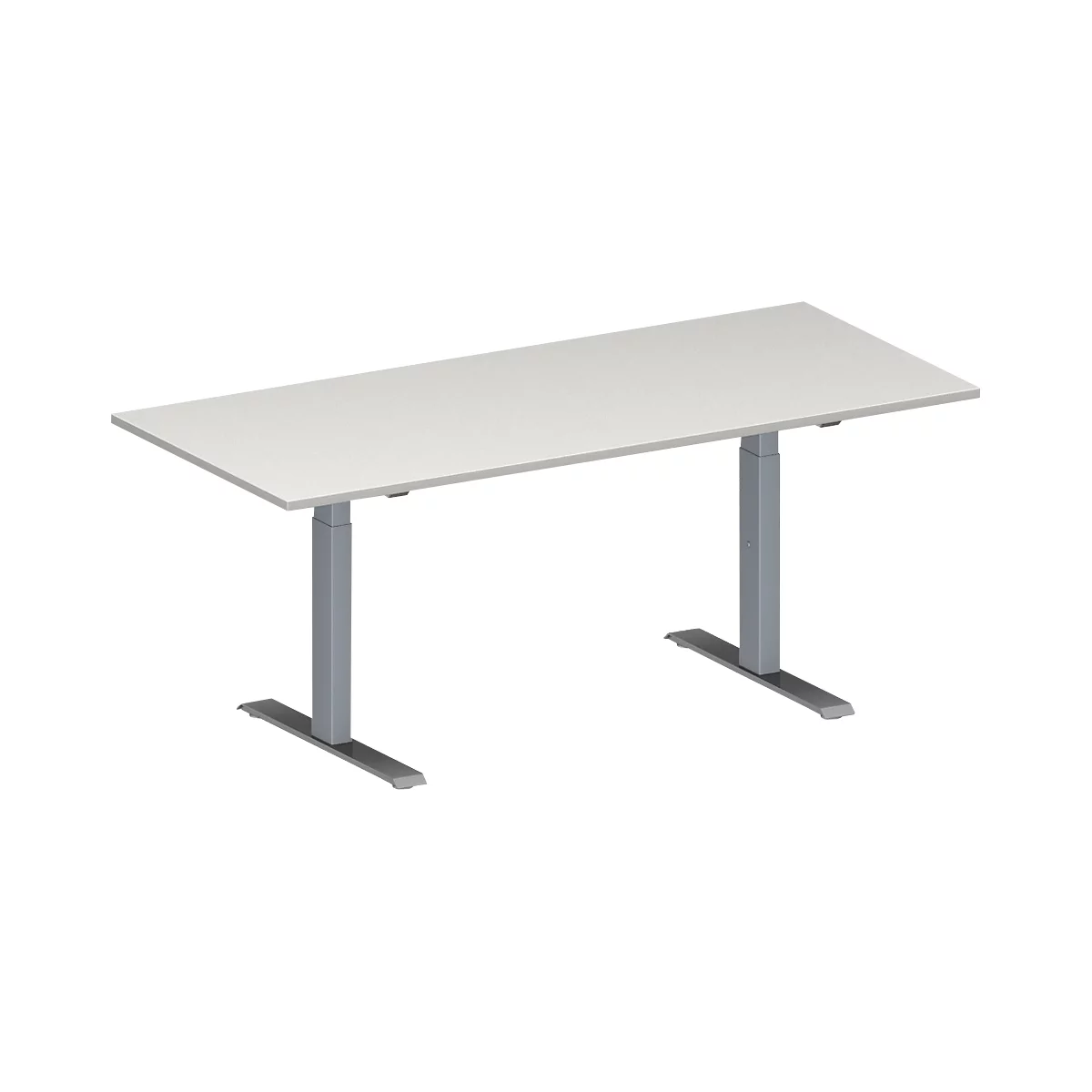 Schäfer Shop Genius Table de réunion MODENA FLEX, hauteur ajustable, en forme de rectangle, pieds en T avec tubes rectangulaires, l. 1800 x P 800 mm, gris clair 