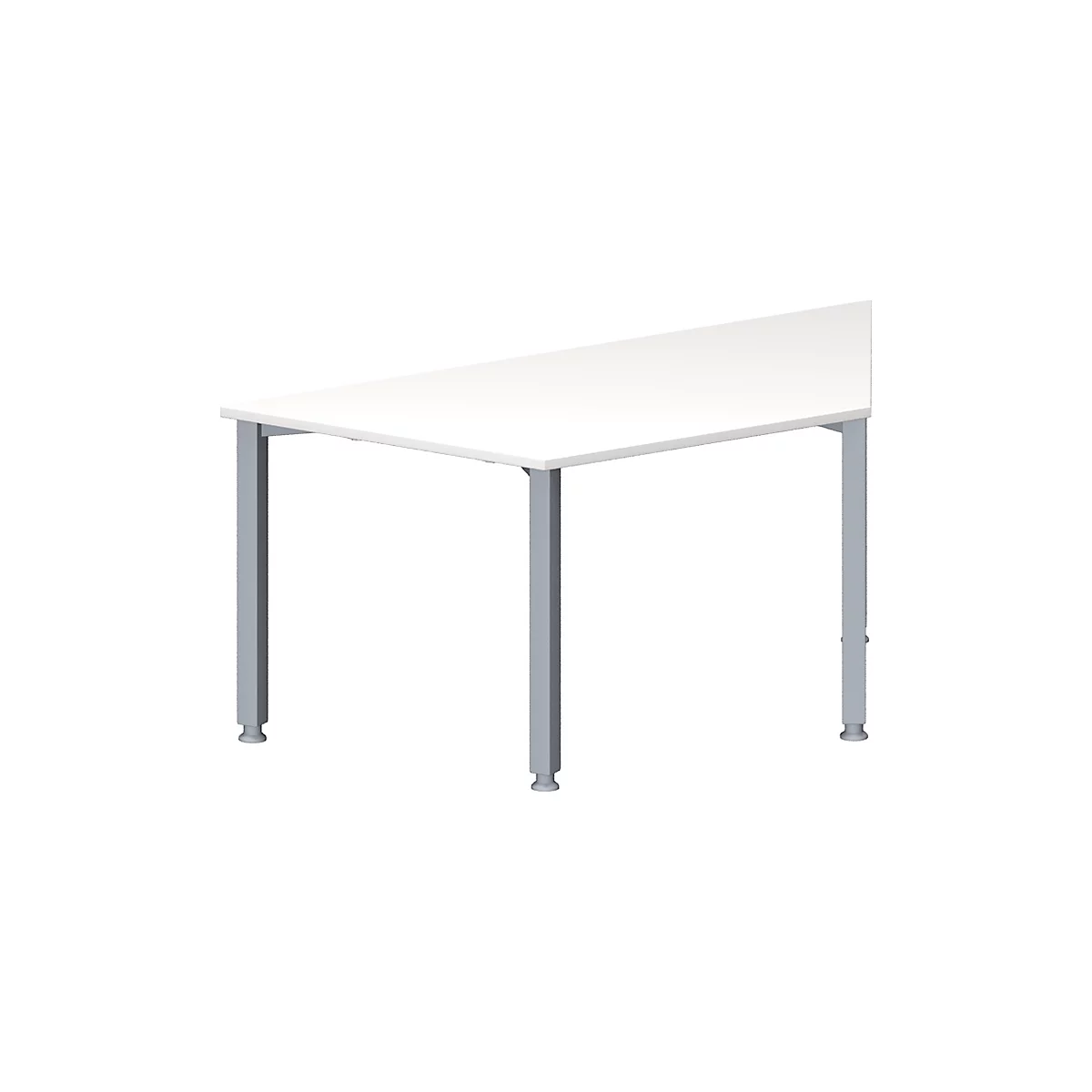 Schäfer Shop Genius Table de réunion MODENA FLEX, hauteur ajustable, en forme de trapèze, 4 pieds avec tubes carrés, l. 1600 x P 800 mm, blanc 