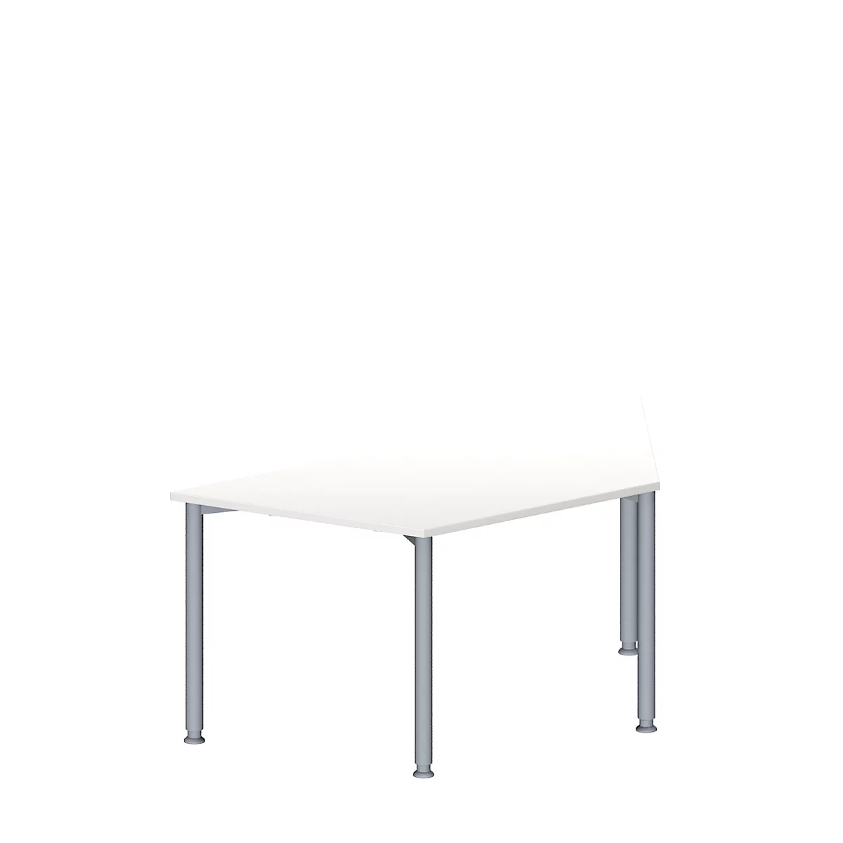 Schäfer Shop Genius Table de réunion MODENA FLEX, hauteur ajustable, en forme de trapèze, 4 pieds en tubes ronds, l. 1600 x P 800 mm, blanc 