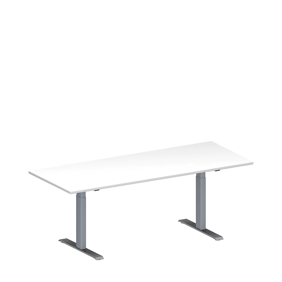 Schäfer Shop Genius Table de réunion MODENA FLEX, hauteur ajustable, rectangulaire, pieds en T, l. 2000 x P 800 mm, blanc 