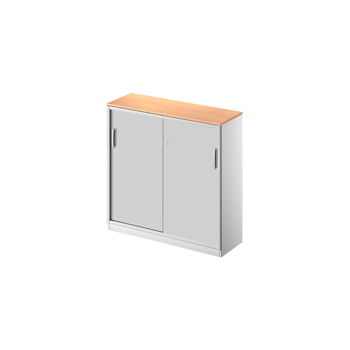 Schäfer Shop Genius TETRIS SOLID schuifdeurkast, 3 OH, 2 legborden, B 1200 mm, dekblad 19 mm, decor beuken/blank aluminium