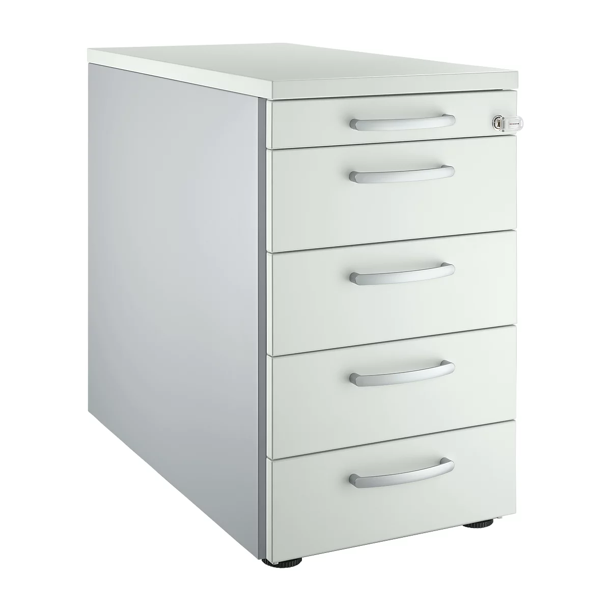 Schäfer Shop Genius Vast ladeblok 13333, met ronde handgreep, B 435 x H 717 mm, lichtgrijs/blank aluminium 