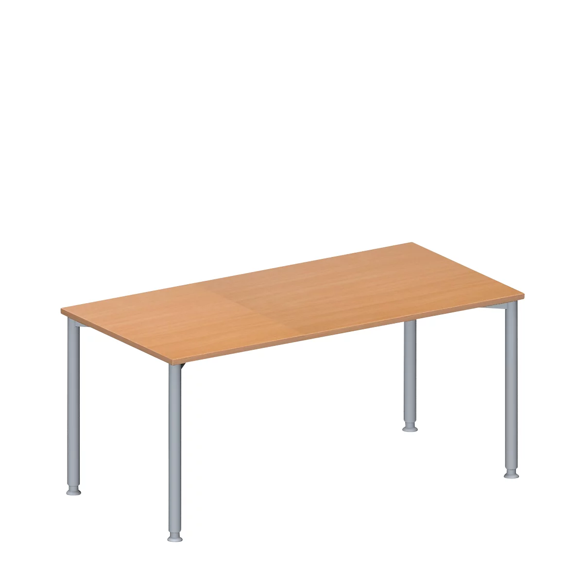Schäfer Shop Genius Vergadertafel MODENA FLEX, in hoogte verstelbaar, rechthoekig, 4-poot ronde buis, B 1600 x D 800 mm, zonder contactdoos, beukenpatroon 