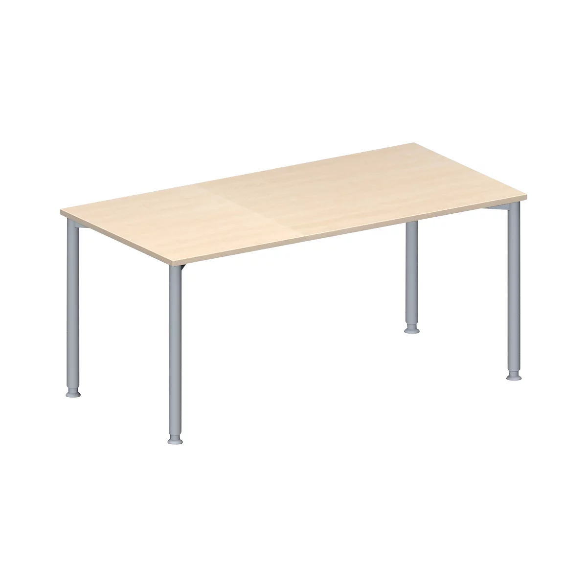 Schäfer Shop Genius Vergadertafel MODENA FLEX, in hoogte verstelbaar, rechthoekig, 4-poot ronde buis, B 1600 x D 800 mm, zonder contactdoos, esdoornpatroon 
