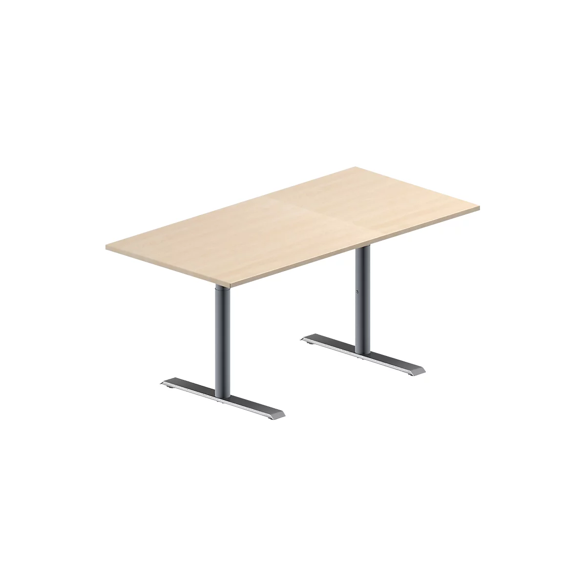 Schäfer Shop Genius Vergadertafel MODENA FLEX, in hoogte verstelbaar, rechthoekige vorm, T-poot ronde buis, B 1600 x D 800 mm, esdoornpatroon 