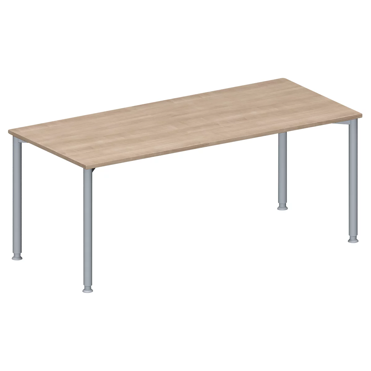 Schäfer Shop Genius vergadertafel MODENA FLEX, rechthoekig, 4-poots ronde buis, B 1800 x D 800 x H 720-840 mm, eiken decor/blank aluminium RAL 9006