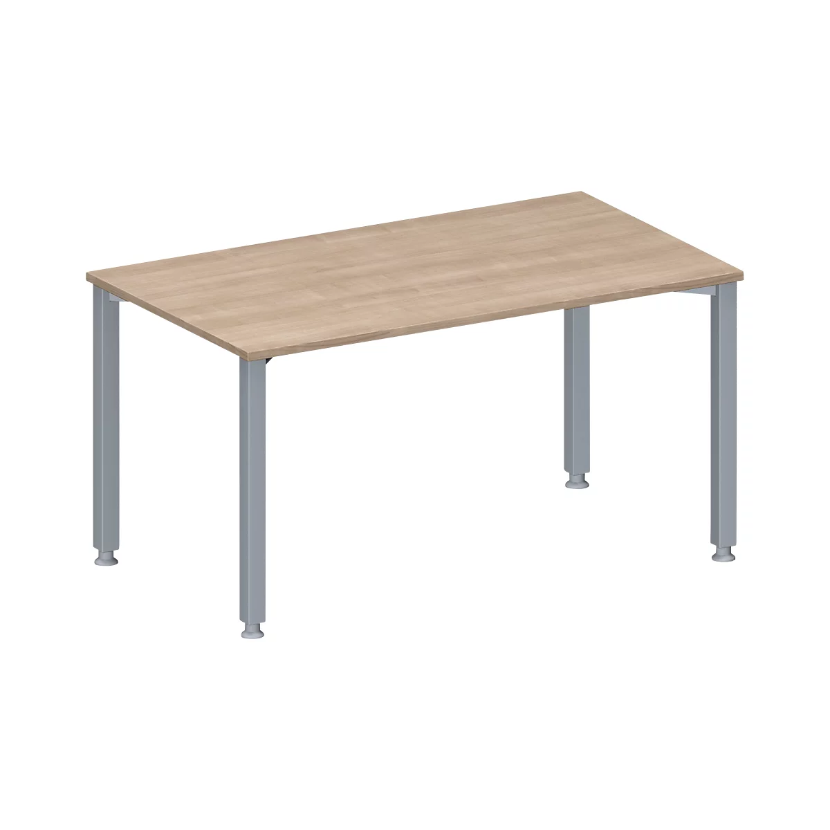 Schäfer Shop Genius vergadertafel MODENA FLEX, rechthoekig, 4-poots vierkante buis, B 1400 x D 800 x H 720-840 mm, eiken decor/blank aluminium RAL 9006