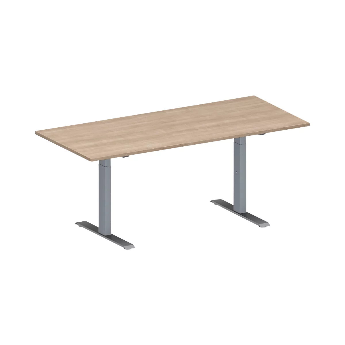 Schäfer Shop Genius vergadertafel MODENA FLEX, rechthoekig, T-poot rechthoekige buis, B 1800 x D 800 x H 650-850 mm, eiken decor/blank aluminium RAL 9006