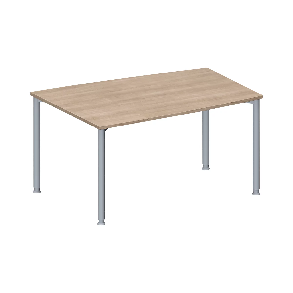 Schäfer Shop Genius vergadertafel MODENA FLEX, ton, 4-poots ronde buis, B 1400 x D 1000 x H 720-840 mm, eiken decor/blank aluminium RAL 9006