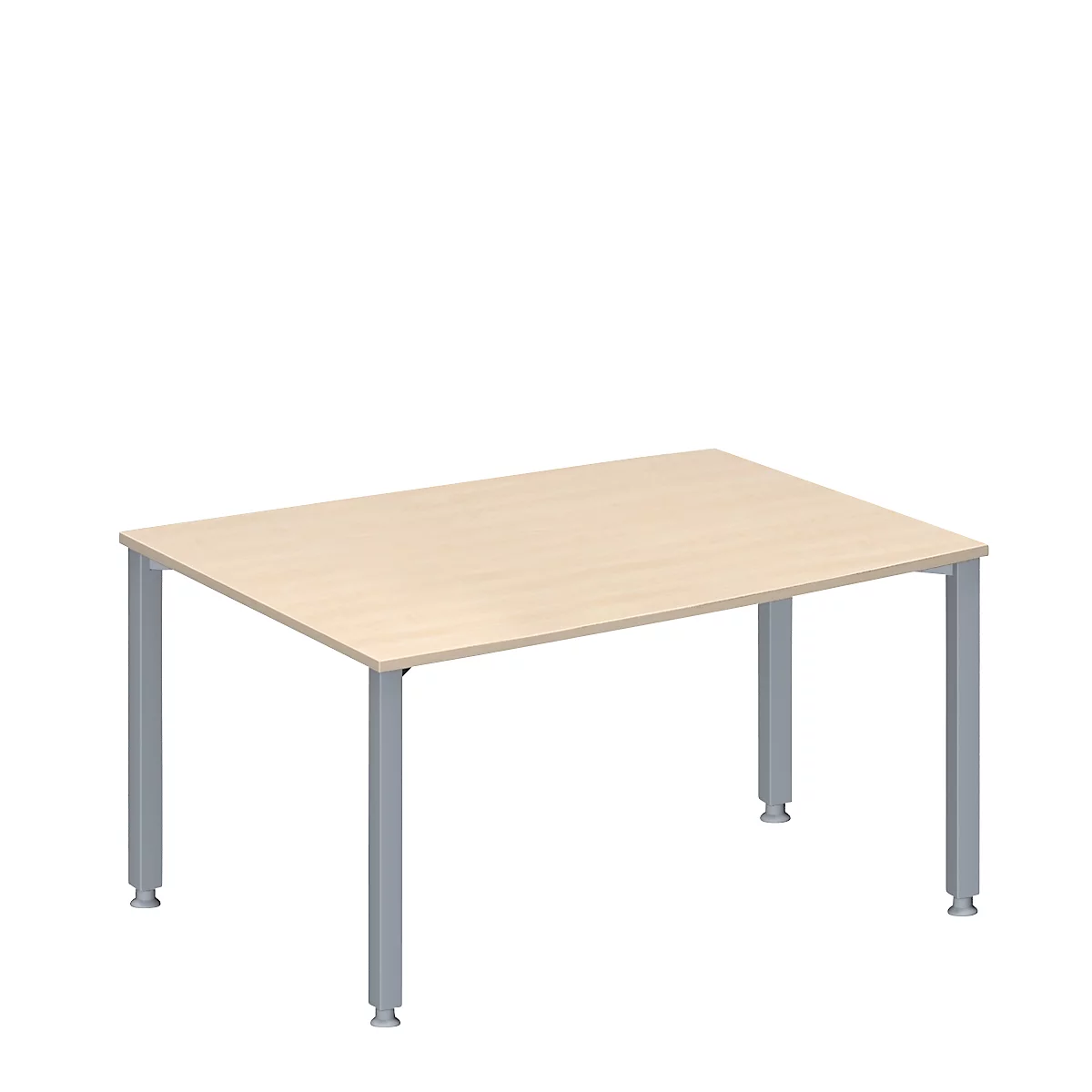Schäfer Shop Genius vergadertafel MODENA FLEX, ton, 4-poots vierkante buis, B 1400 x D 1000/800 x H 720-840 mm, ahorn/blank aluminium RAL 9006