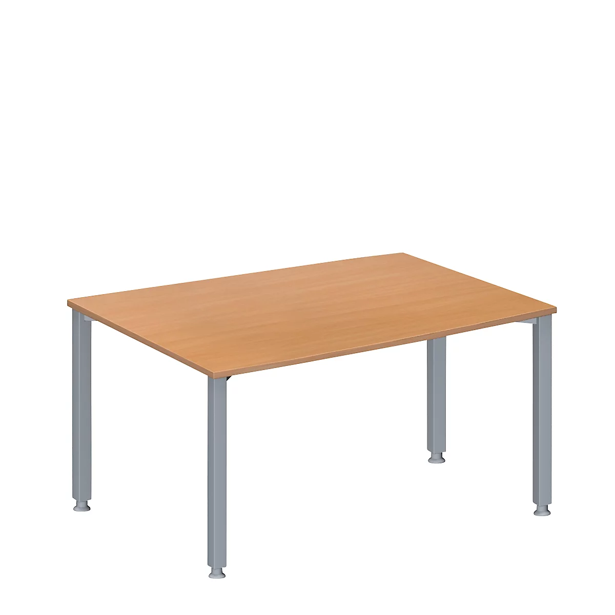 Schäfer Shop Genius vergadertafel MODENA FLEX, ton, 4-poots vierkante buis, B 1400 x D 1000/800 x H 720-840 mm, beuken/blank aluminium RAL 9006