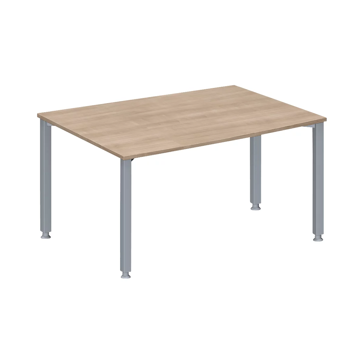Schäfer Shop Genius vergadertafel MODENA FLEX, ton, 4-poots vierkante buis, B 1400 x D 1000/800 x H 720-840 mm, eiken decor/blank aluminium RAL 9006
