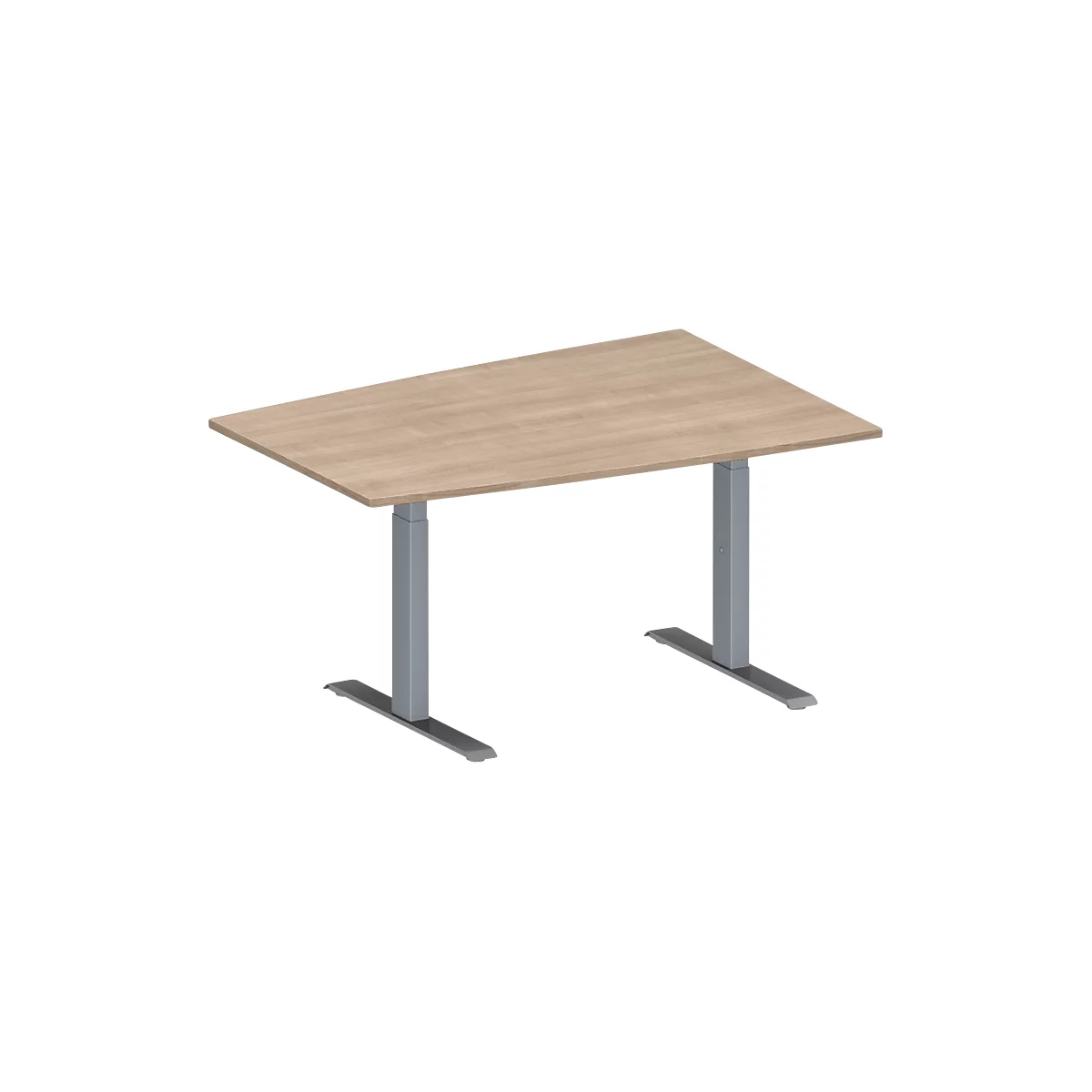 Schäfer Shop Genius vergadertafel MODENA FLEX, ton, T-poot rechthoekige buis, B 1400 x D 1000 x H 650-850 mm, eiken decor/blank aluminium RAL 9006