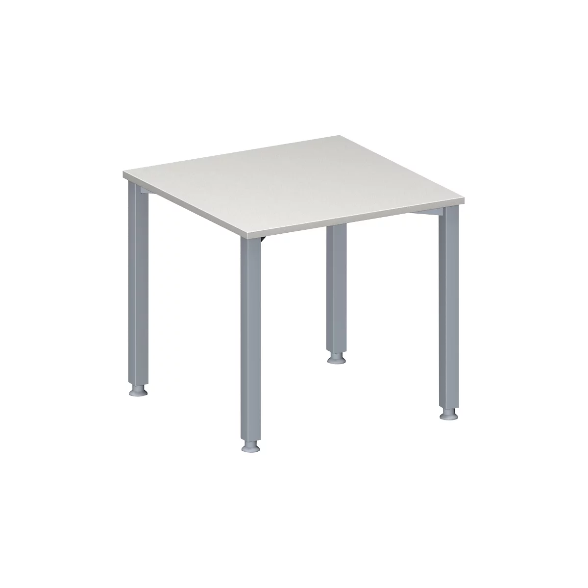 Schäfer Shop Genius vergadertafel MODENA FLEX, vierkant, 4-poots vierkante buis, B 800 x D 800 x H 720-840 mm, lichtgrijs/blank aluminium RAL 9006