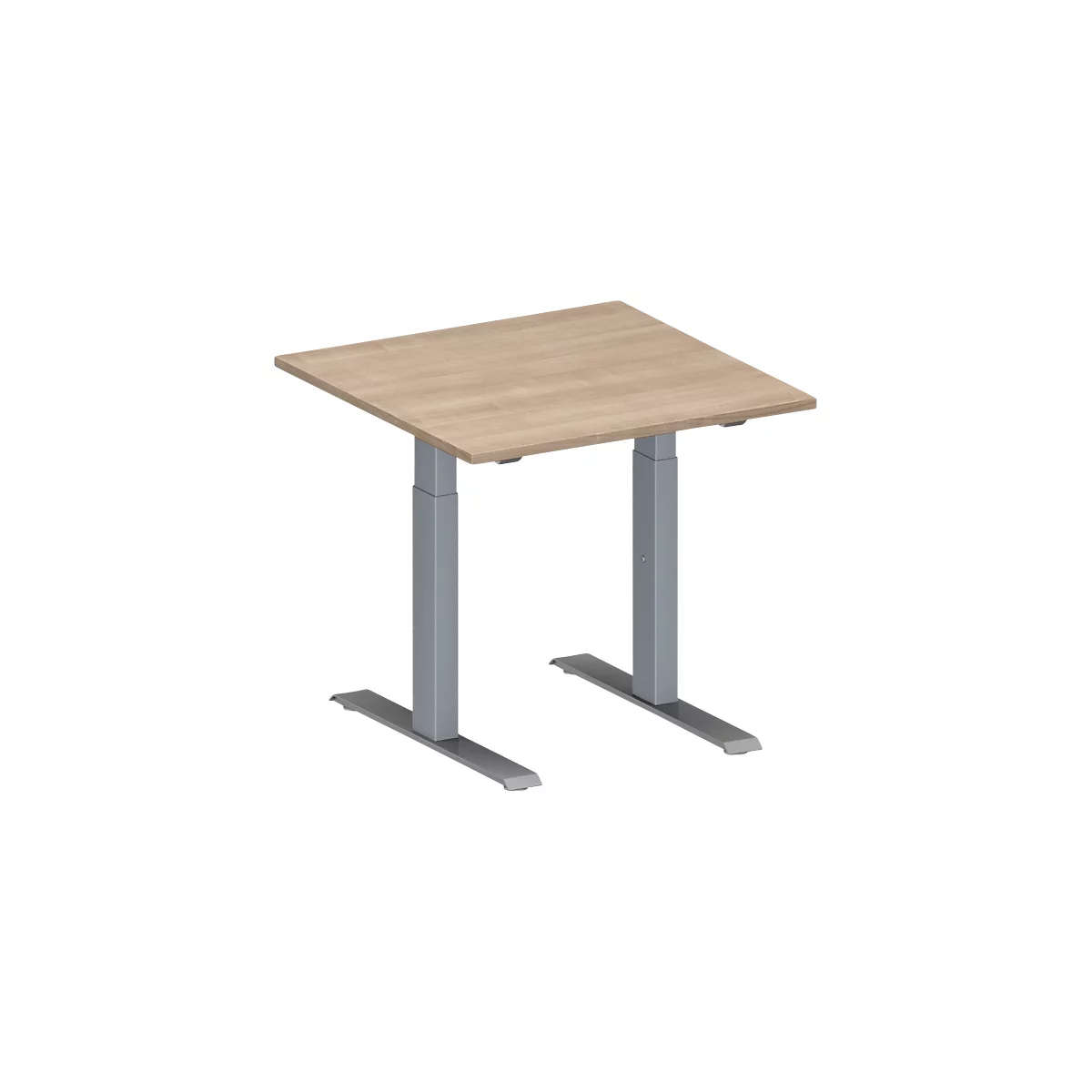 Schäfer Shop Genius vergadertafel MODENA FLEX, vierkant, T-poot rechthoekige buis, B 800 x D 800 x H 650-850 mm, eiken decor/blank aluminium RAL 9006