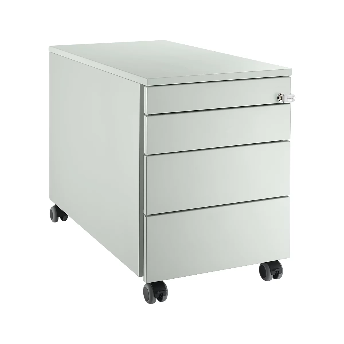 Schäfer Shop Genius Verrijdbaar ladeblok 1233, met greepuitsparing B 435 x H 577 mm, lichtgrijs/lichtgrijs/lichtgrijs 