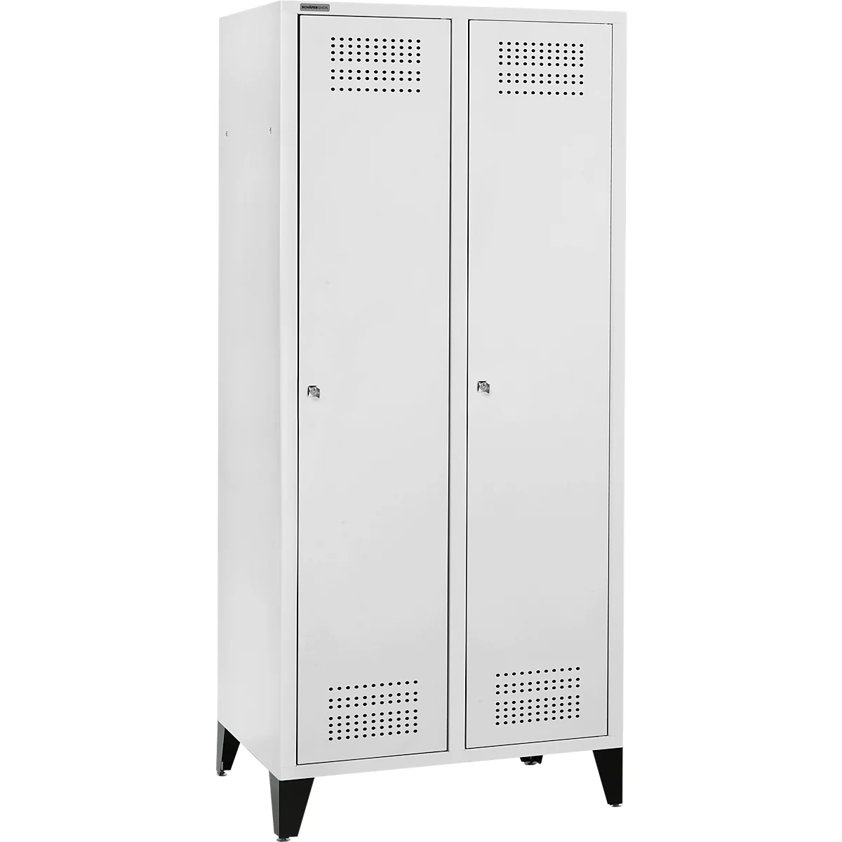 Schäfer Shop Genius Vestiaire sur pieds, 2 compartiments, largeur de compartiment 400 mm, serrure à cylindre, gris clair