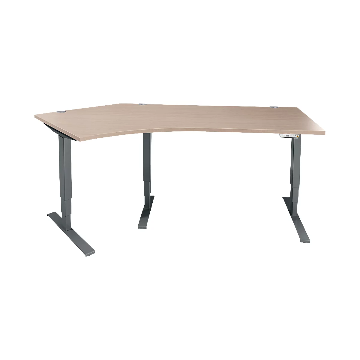 Schäfer Shop Genius Winkelschreibtisch AERO FLEX, elektrisch höhenverstellbar, 135° Winkel rechts, B 2165 mm, Eiche/anthrazit + Memorypanel