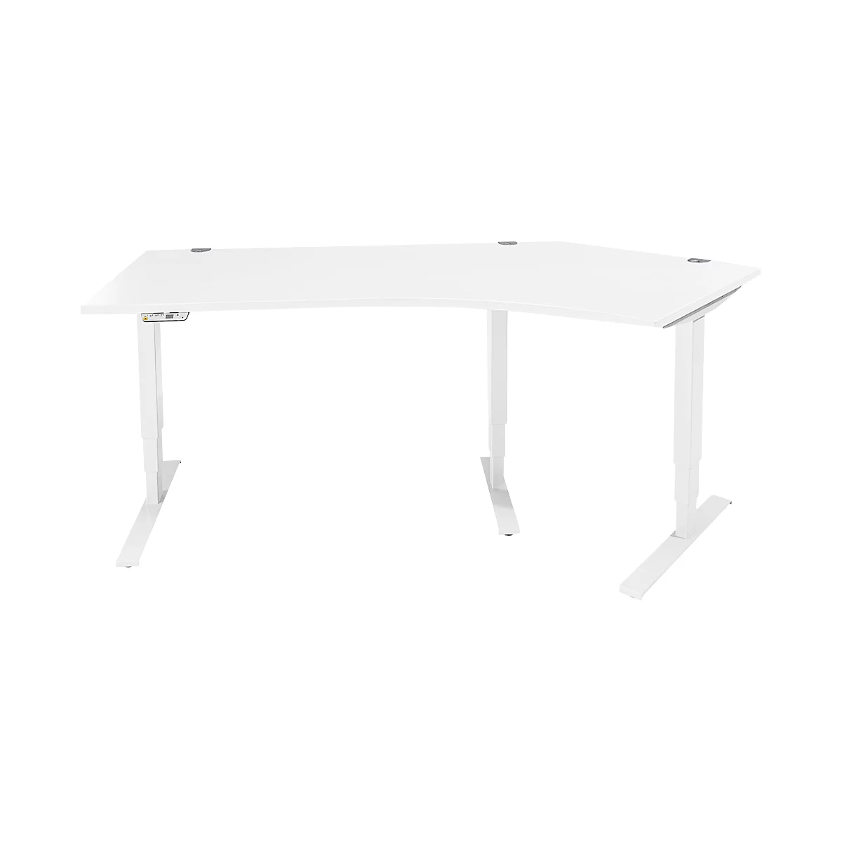 Schäfer Shop Genius Winkelschreibtisch AERO FLEX, elektrisch höhenverstellbar, 135° Winkel rechts, B 2165 mm, weiß/weiß + Memorypanel