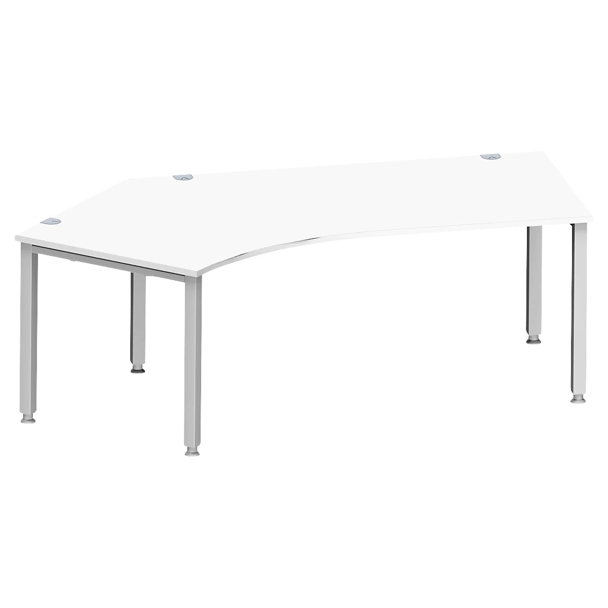 Schäfer Shop Genius Winkelschreibtisch MODENA FLEX 135°, Ansatz links, 4-Fuss-Quadratrohr, B 2165 mm, weiss/weiss