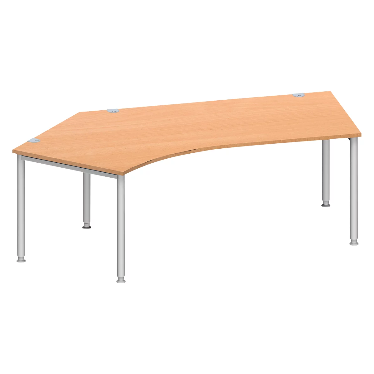 Schäfer Shop Genius Winkelschreibtisch MODENA FLEX 135°, Ansatz links, Buche/weißaluminium