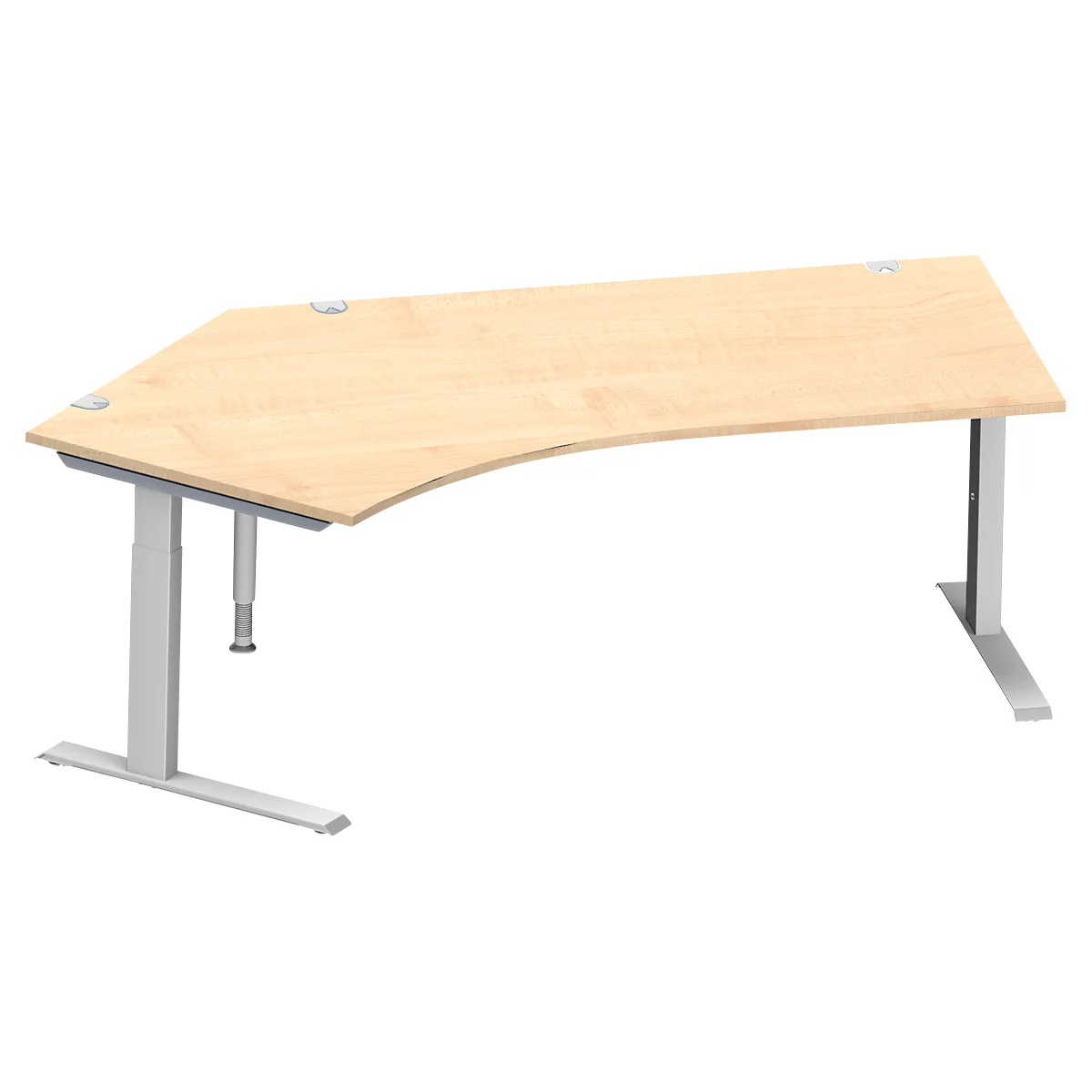 Schäfer Shop Genius Winkelschreibtisch MODENA FLEX 135°, Ansatz links, C-Fuß-Rechteckrohr, B 2165 mm, ahorn/weiß