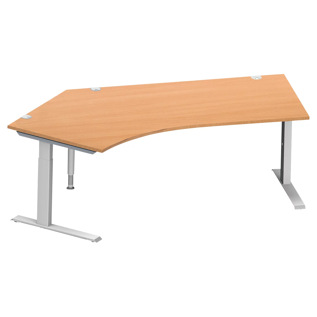 Schäfer Shop Genius Winkelschreibtisch MODENA FLEX 135°, Ansatz links, C-Fuß-Rechteckrohr, B 2165 mm, buche/weiß