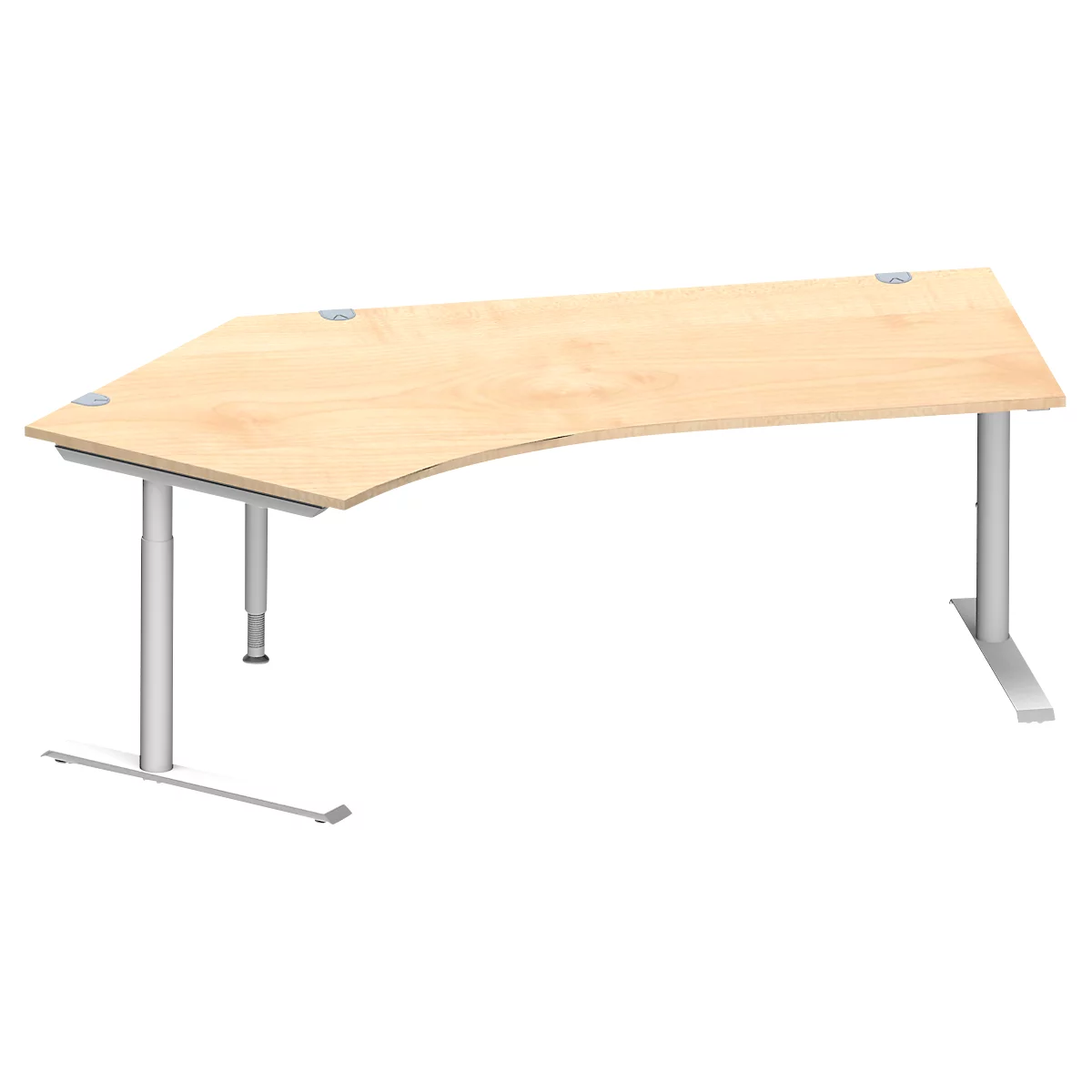 Schäfer Shop Genius Winkelschreibtisch MODENA FLEX 135°, Ansatz links, C-Fuß-Rundrohr, B 2165 mm, ahorn