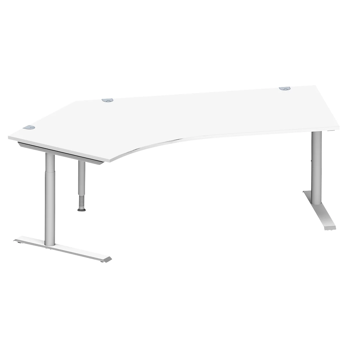 Schäfer Shop Genius Winkelschreibtisch MODENA FLEX 135°, Ansatz links, C-Fuß-Rundrohr, B 2165 mm, weiß