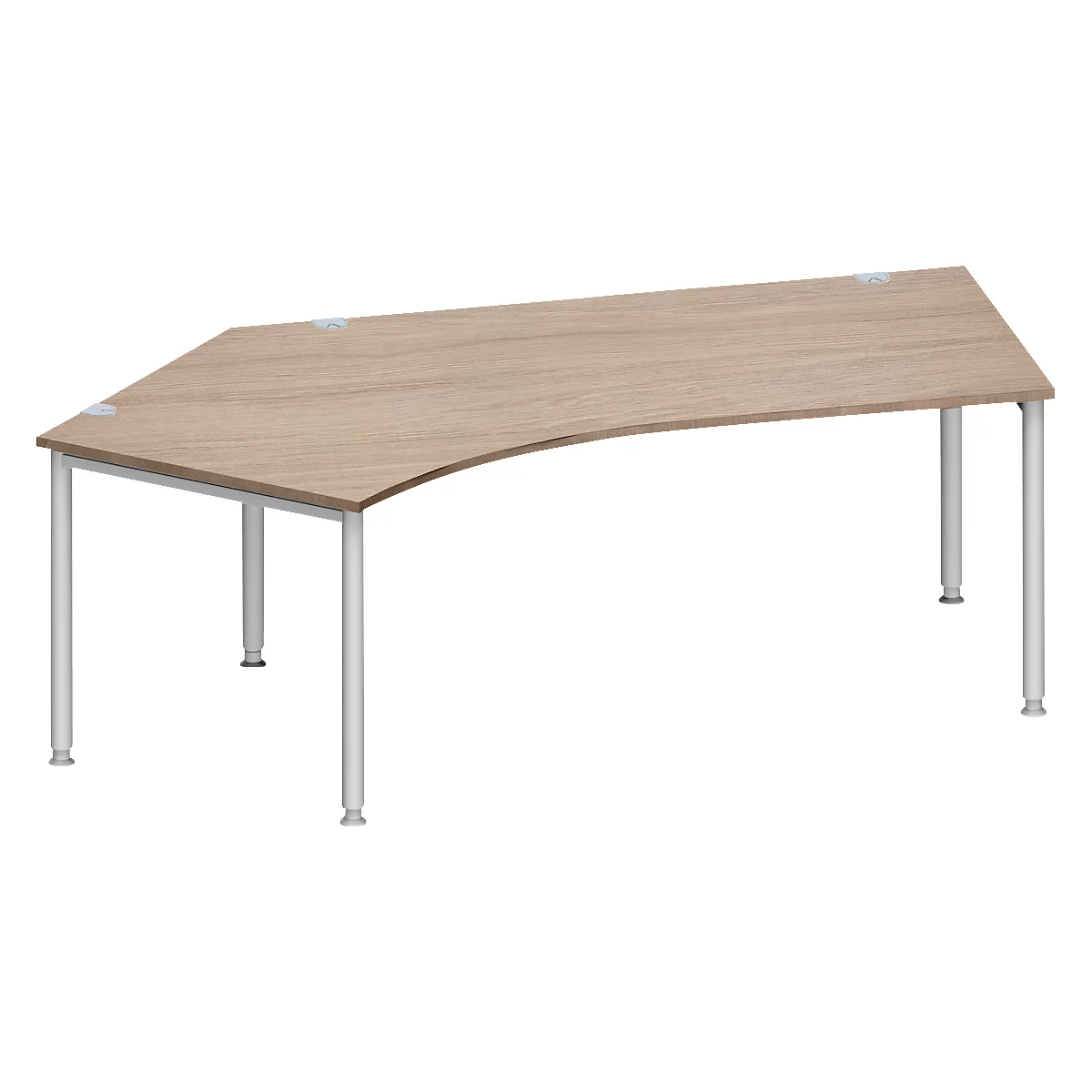 Schäfer Shop Genius Winkelschreibtisch MODENA FLEX 135°, Ansatz links, Eiche/weißaluminium