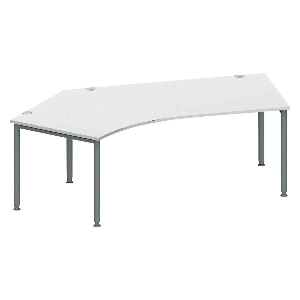 Schäfer Shop Genius Winkelschreibtisch MODENA FLEX 135°, Ansatz links, lichtgrau/anthrazit