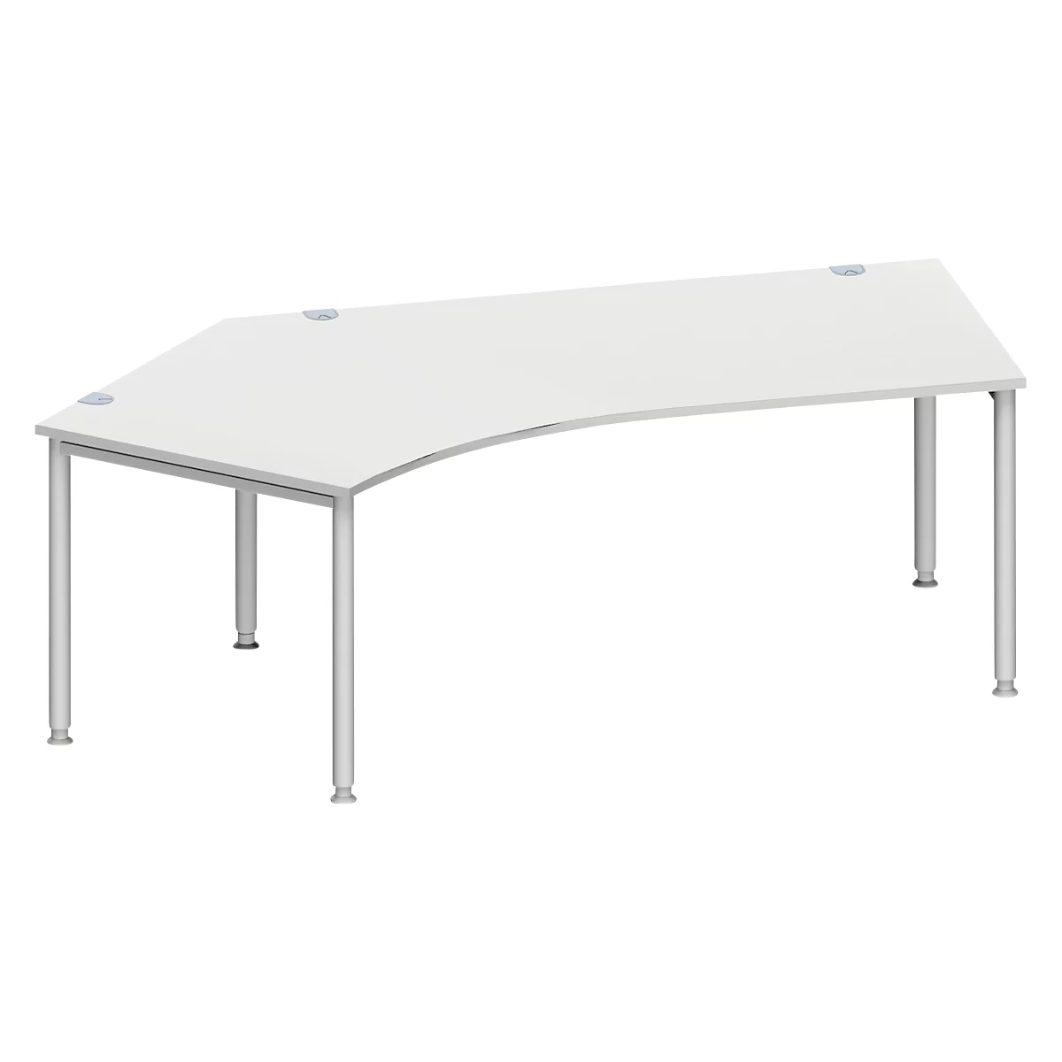 Schäfer Shop Genius Winkelschreibtisch MODENA FLEX 135°, Ansatz links, lichtgrau/weißaluminium