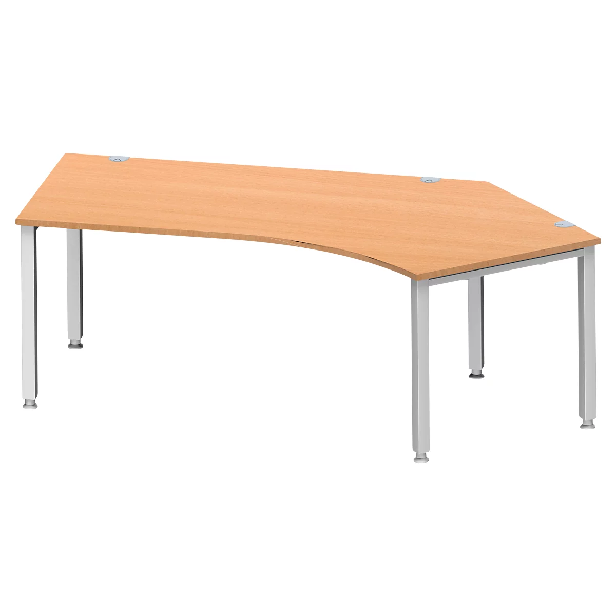 Schäfer Shop Genius Winkelschreibtisch MODENA FLEX 135°, Ansatz rechts, 4-Fuss-Quadratrohr, B 2165 mm, buche/weiss