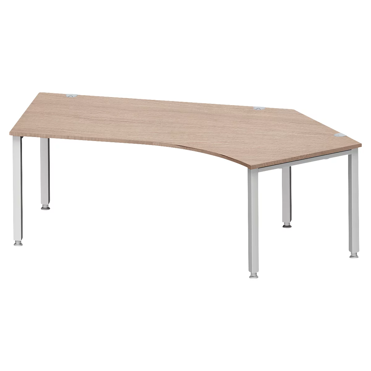 Schäfer Shop Genius Winkelschreibtisch MODENA FLEX 135°, Ansatz rechts, 4-Fuss-Quadratrohr, B 2165 mm, Eiche-Dekor/weissalu
