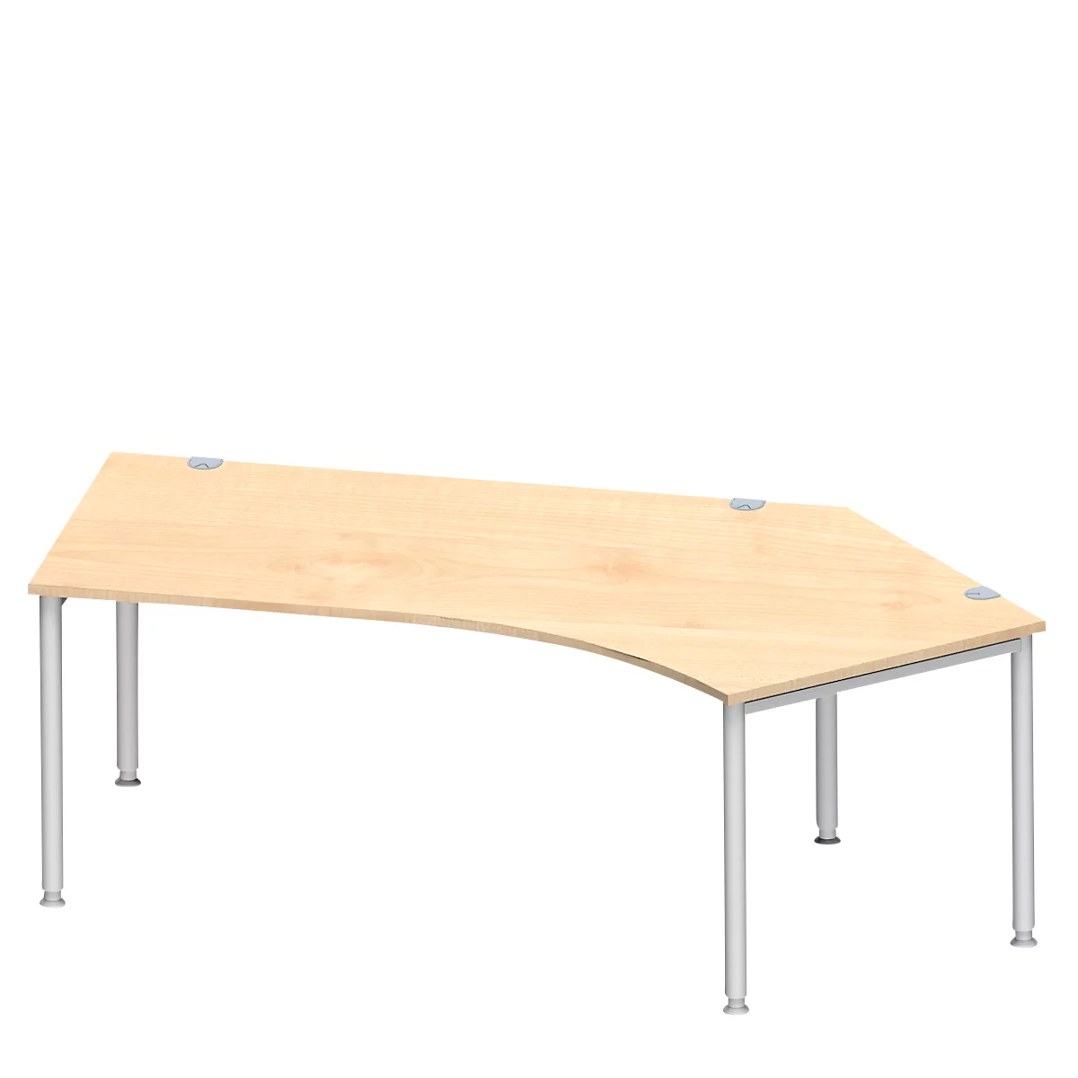 Schäfer Shop Genius Winkelschreibtisch MODENA FLEX 135°, Ansatz rechts, Ahorn/weißaluminium