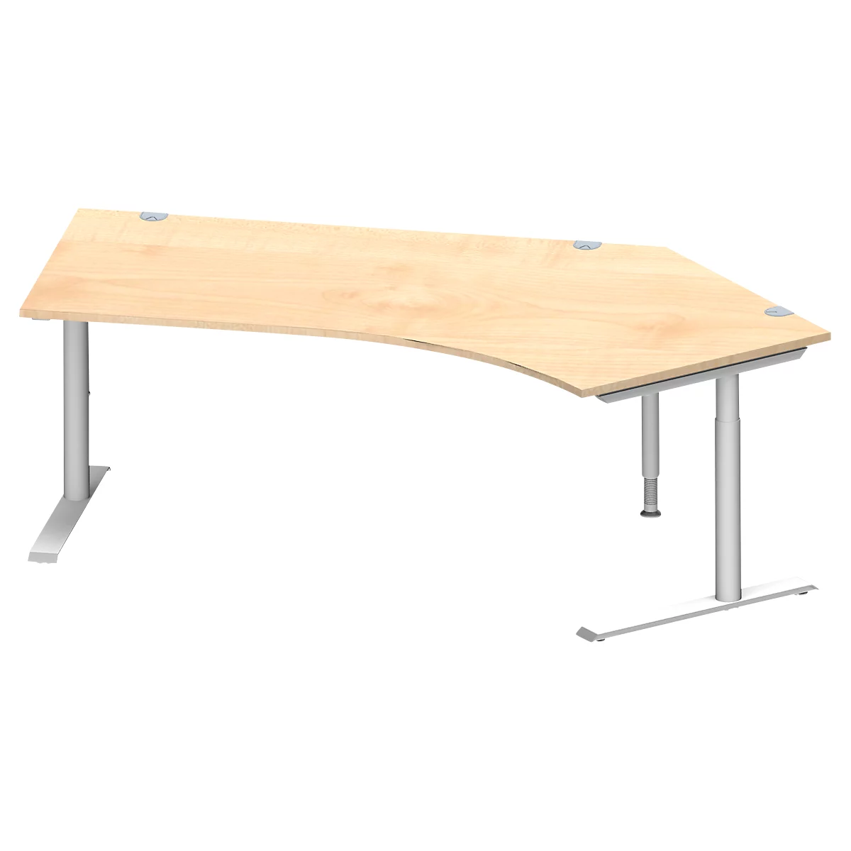Schäfer Shop Genius Winkelschreibtisch MODENA FLEX 135°, Ansatz rechts, C-Fuß-Rundrohr, B 2165 mm, ahorn