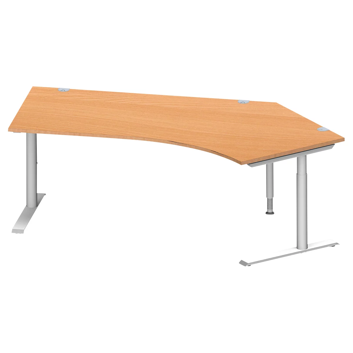 Schäfer Shop Genius Winkelschreibtisch MODENA FLEX 135°, Ansatz rechts, C-Fuß-Rundrohr, B 2165 mm, buche