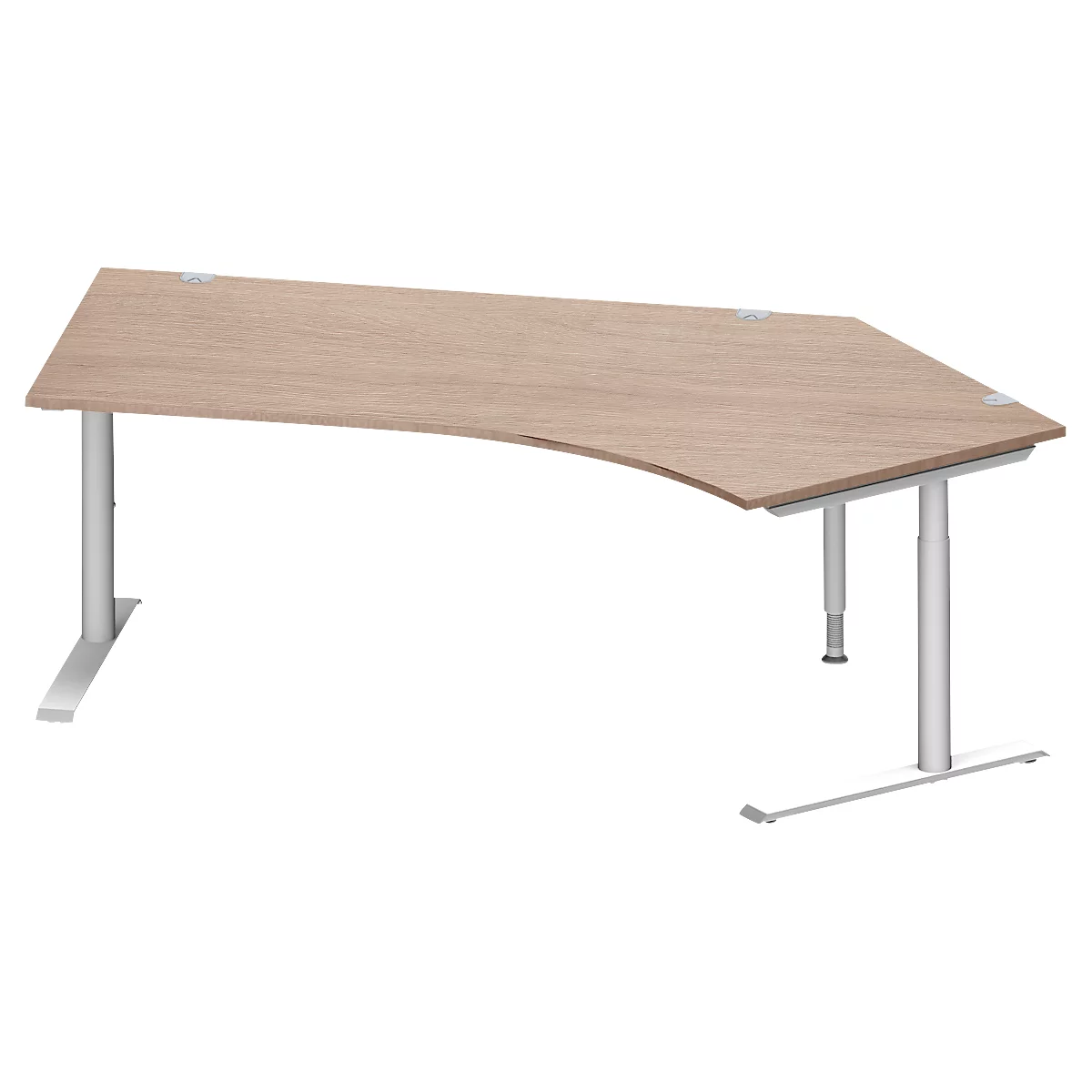 Schäfer Shop Genius Winkelschreibtisch MODENA FLEX 135°, Ansatz rechts, C-Fuß-Rundrohr, B 2165 mm, Eiche-Dekor