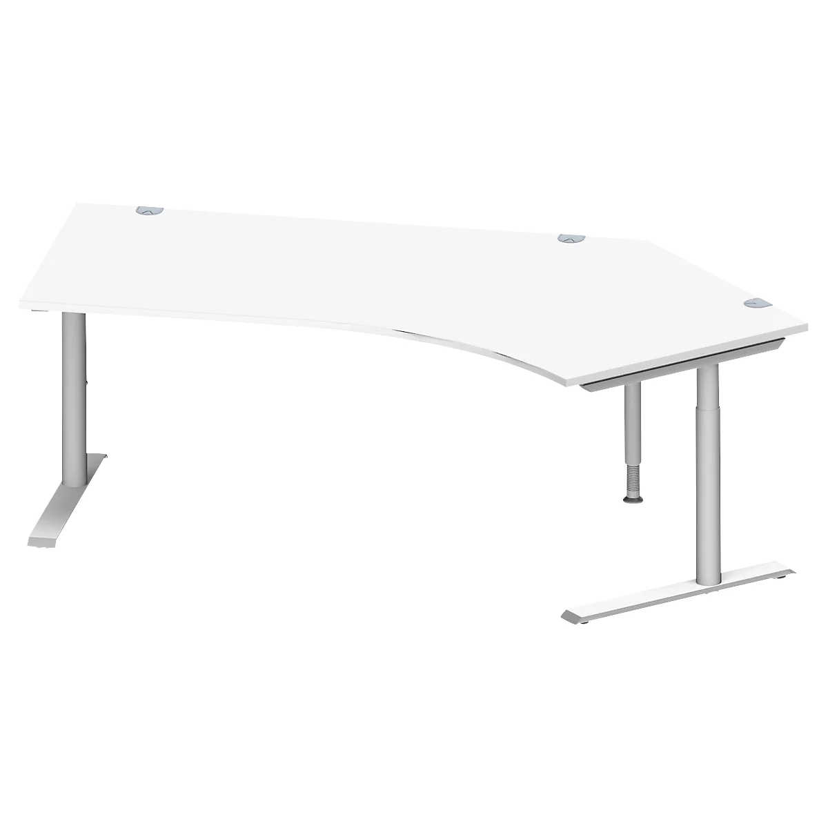 Schäfer Shop Genius Winkelschreibtisch MODENA FLEX 135°, Ansatz rechts, C-Fuß-Rundrohr, B 2165 mm, weiß