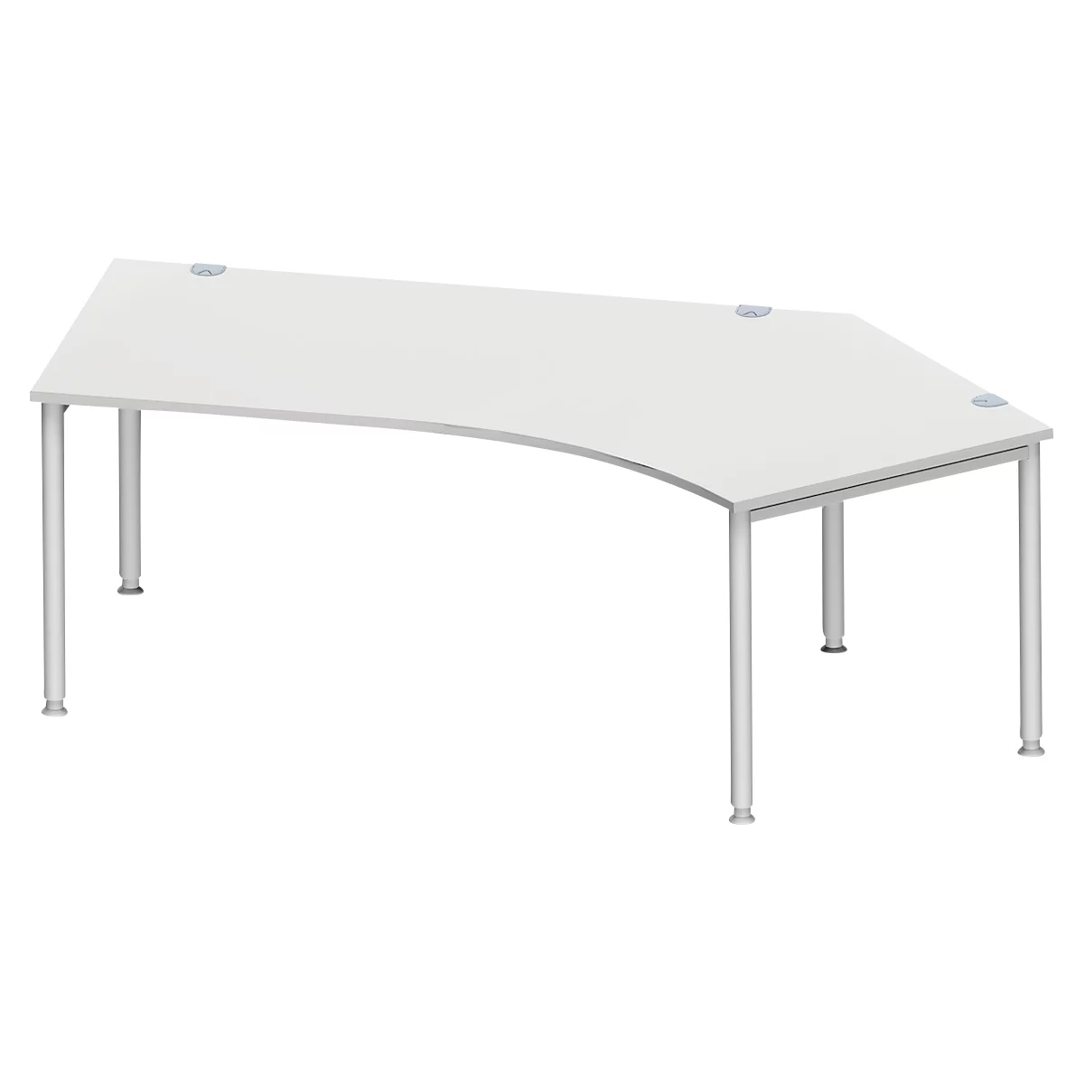 Schäfer Shop Genius Winkelschreibtisch MODENA FLEX 135°, Ansatz rechts, lichtgrau 