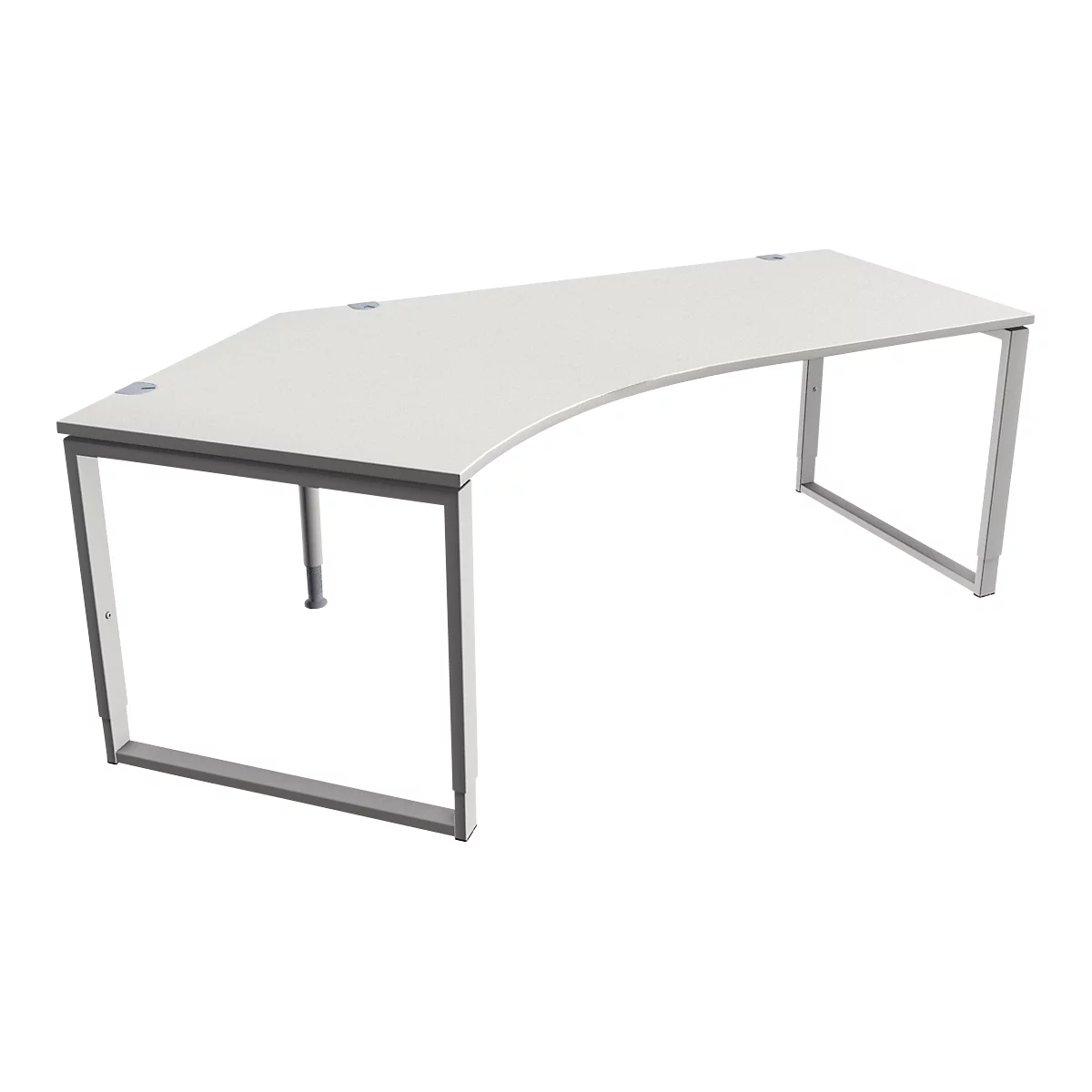Schäfer Shop Genius Winkelschreibtisch MODENA FLEX, 135°, Bügelfuß, Ansatz links, B, B 2165 mm, lichtgrau