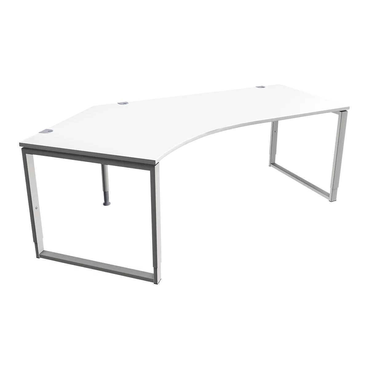 Schäfer Shop Genius Winkelschreibtisch MODENA FLEX, 135°, Bügelfuß, Ansatz links, B, B 2165 mm, weiß