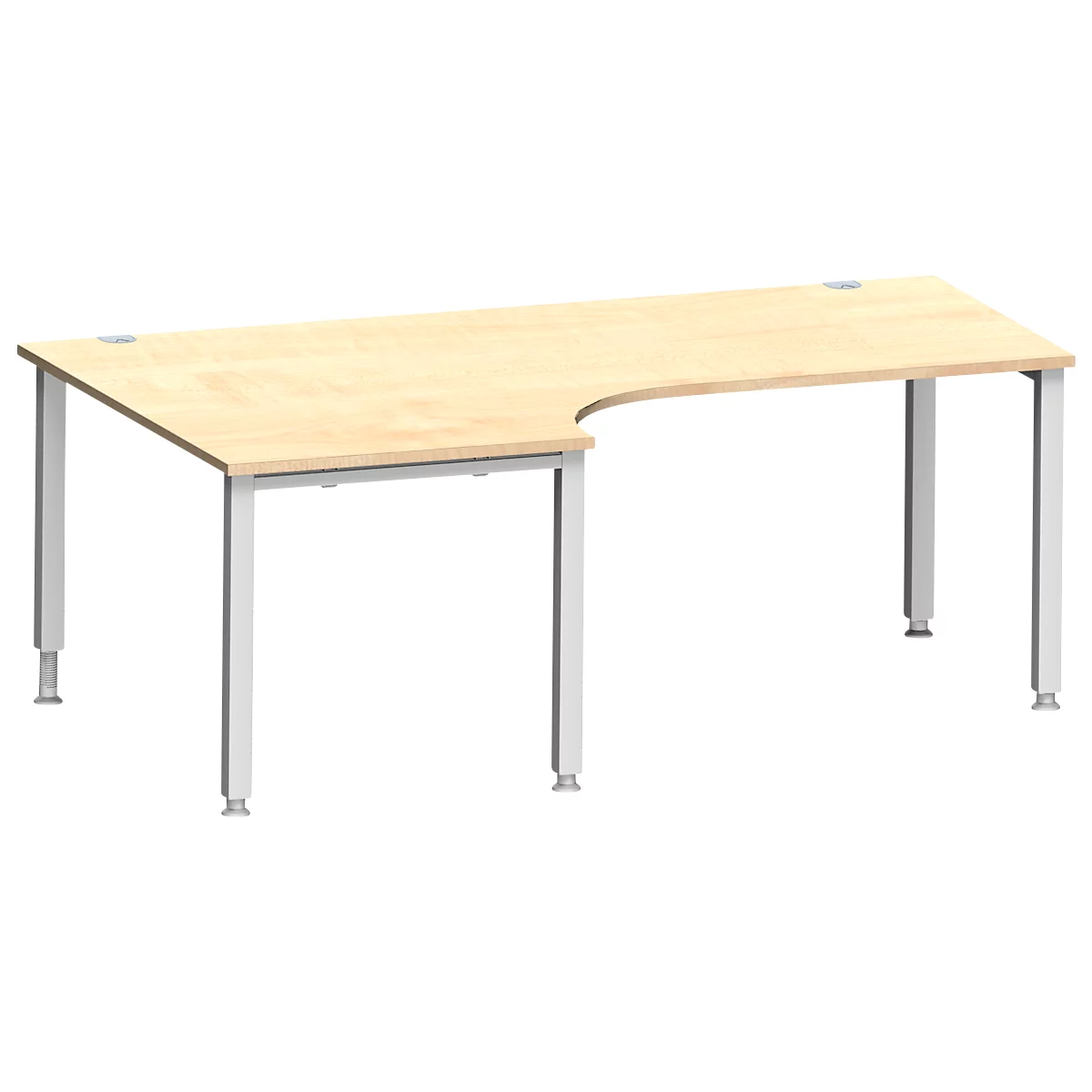 Schäfer Shop Genius Winkelschreibtisch MODENA FLEX 90°, Ansatz links, 4-Fuß-Quadratrohr, B 2000 mm, ahorn/weiß