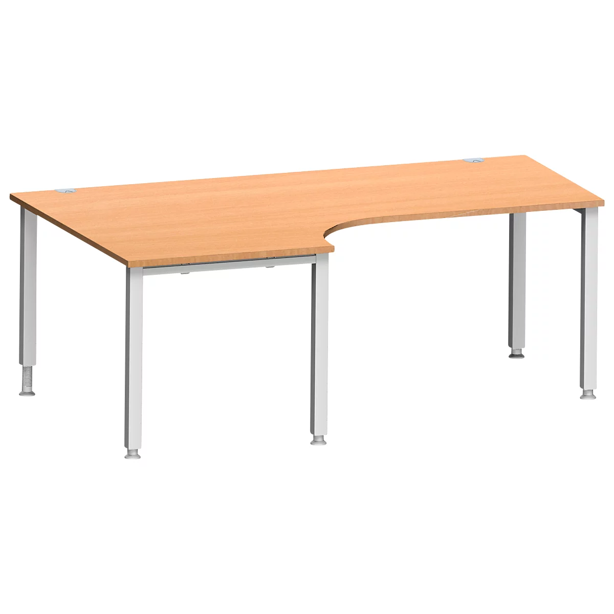 Schäfer Shop Genius Winkelschreibtisch MODENA FLEX 90°, Ansatz links, 4-Fuß-Quadratrohr, B 2000 mm, buche/weiß