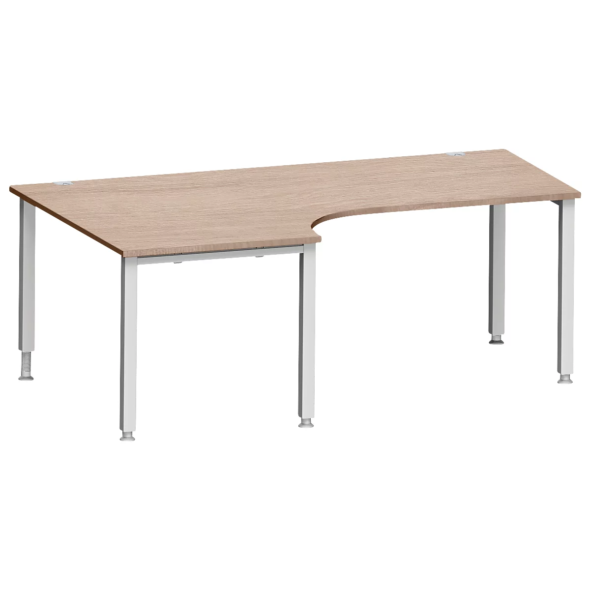 Schäfer Shop Genius Winkelschreibtisch MODENA FLEX 90°, Ansatz links, 4-Fuß-Quadratrohr, B 2000 mm, weiß/weiß