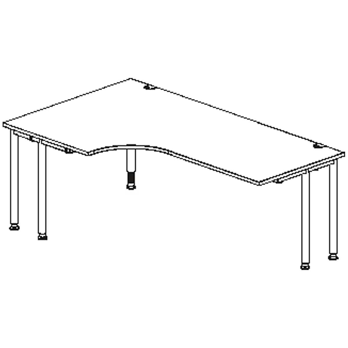 Schäfer Shop Genius Winkelschreibtisch MODENA FLEX 90°, Ansatz links, beidseitig, verkürzte Seitenteile, 4-Fuß-Rundrohr, weiß 
