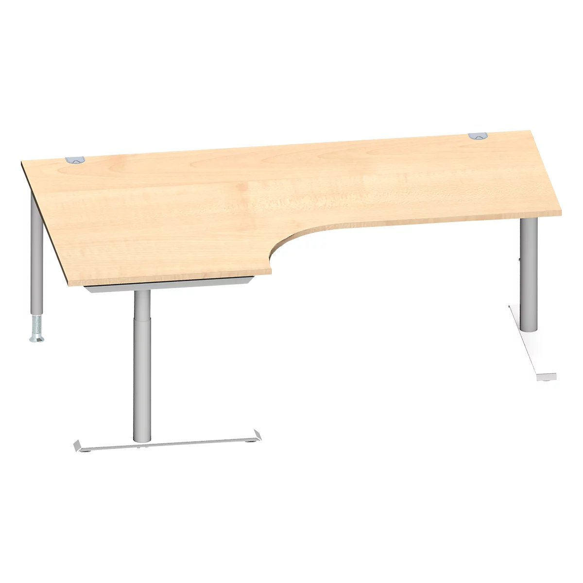Schäfer Shop Genius Winkelschreibtisch MODENA FLEX 90°, Ansatz links, C-Fuß-Rundrohr, B 2000 mm, ahorn/weiß