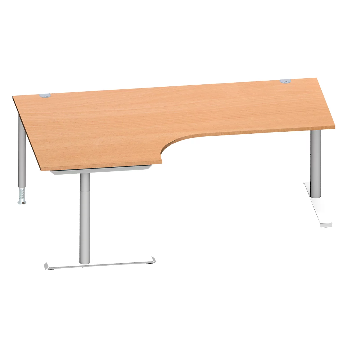 Schäfer Shop Genius Winkelschreibtisch MODENA FLEX 90°, Ansatz links, C-Fuß-Rundrohr, B 2000 mm, buche/weiß